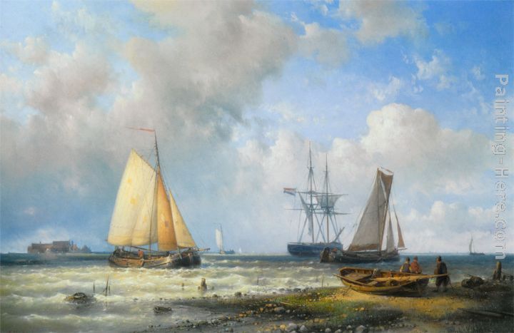 Dutch Barges in a Calm painting - Abraham Hulk Snr Dutch Barges in a Calm art painting